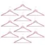 Harbour Housewares Wooden Coat/Clothes Hangers - Trouser Bar & Notches - Pastel Pink - Pack of 10