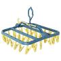 EvaroFly Portable Multipurpose Magic Folding Hanger, Anti-skidding Wind-Proof Storage Clothes Hanger, Socks Bras Gloves -Blue+Yellow 32 Clips