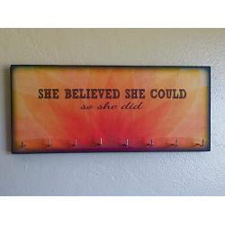 Race Medal Holder/Running Medal Hanger - DREAM BELIEVE ACHIEVE. Wood Wall Mounted Medal Organizer
