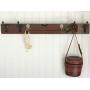 Carpenter Wood Level Wall Coat Rack Vintage Stanley Key Hanger Cast Steel Acorn Hooks Shelves Brass Plate