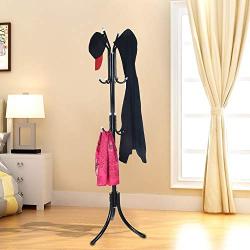 Iusun Coat Rack Three-Legged Stand Tree Hall Tree Entryway Storage Shelf Wood Look Accent Furniture for Clothes Hat Bag Hanger Floor Bedroom Multi-Function Simple-Ship from USA (Black)