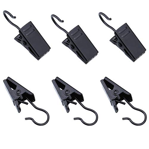 Coideal 100 Pack Stainless Steel Curtain Clip String Party Lights Hanger Wire Holder for Home Decoration, Photos, Art Craft Display and Outdoor Activities Supplies (Black)