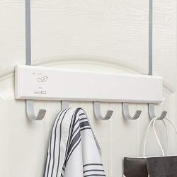 Over The Door Storage Rack, Heavy-Duty Organizer Hooks Hanger for Clothes, Coats, Hats, Towel, Bag, Robe (White)