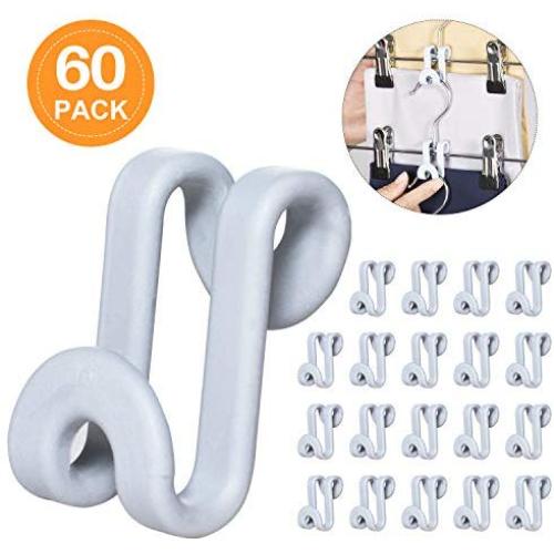 Frezon Clothes Hanger Connector Hooks, Mini Cascading Hanger Hooks for Velvet Huggable Hangers, Heavy Duty Space Saving for Closet Grey 60 Pcs