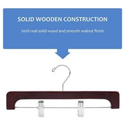 JS HANGER Wooden Hanger with Two Chrome Clips, Walnut, 10-Pack