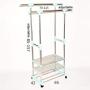 Double Folding Clothes Rail, Rolling Clothes Hanger, Retractable Balcony Storage Shoe Rack, L70-115cm W42 H85-157cm, (stainless Steel)