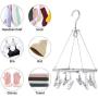 Senbowe Foldable Clip and Drip Hanger, Drying Hanger, Clothes Drying Rack Sock Hanger Underwear Hanger with 8 Clips for Towels, Bras, Baby Clothes, Gloves, Aluminium Alloy Laundry Hanging Air Dryer