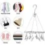 Senbowe Foldable Clip and Drip Hanger, Drying Hanger, Clothes Drying Rack Sock Hanger Underwear Hanger with 8 Clips for Towels, Bras, Baby Clothes, Gloves, Aluminium Alloy Laundry Hanging Air Dryer