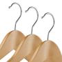 Casafield - 6 Natural Wide Shoulder Wooden Suit Hangers - Premium Lotus Wood, Non-Slip Pant Bar & Chrome Swivel Hook for Dress Clothes, Coats, Jackets, Pants, Shirts, Skirts