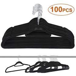 MC Premium Velvet Hangers 100 Pack Non-Slip Clothes Flocked Hangers 360° Rotatable