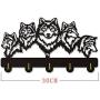 ANMY Wildlife Wolf Decorative Wooden Wall Hanger Wolf Family Clothes Wall Hooks Coat Rack Keys Holder Organizer Hook,Black