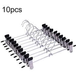 shengyuze Pants Hanger, 10/20Pcs Non-Slip Adjustable Stand Hanger Pants Skirt Clothes Rotatable Clips, PVC + Hadifield Steel - Black 10pcs