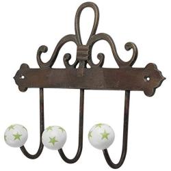 Indianshelf Handmade 1 Artistic Vintage Green Ceramic Star Key Hooks Hangers/Hooks for Hanging Coats