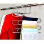 HKOrion Trousers Pants Clothes Hangers Closet Storage Organizer Stainless Steel Multipurpose for Jeans, Scarf, Ties, Legging S Shape Wardrobe Space Saver 5 Layers Hanger Pack of (1) Piece