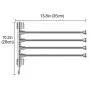 Flexzion Bath Towel Rack Shelf, 4-Bar Swing Out Folding Arm & Shower Hook, 14in Wall Mounted Adjustable Swivel Hanging Rail, Bathroom Hanger Set, Brushed Chrome Drying Holder for Washcloth, Bathing