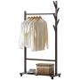 Floor-Standing Simple Hanger Bedroom Living Room Wooden Clothes Rack (Color : Coffee Color)