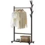 Floor-Standing Simple Hanger Bedroom Living Room Wooden Clothes Rack (Color : Coffee Color)