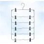 2pcs Random Color Clothes Hangers Multilayer Skirt Trouser Hanger for Pants Non Slip Metal Hanger Clips with 12 Clips Clothing Storage Rack Holder