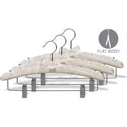 The Great American Hanger Company Satin Padded Combo Hanger, Ivory Finish with Chrome Hardware, Boxes of 12