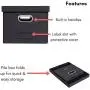 Internets Best Collapsible File Storage Organizer - Decorative Linen Filing & Storage Office Boxes - Letter/Legal - Charcoal - 2 Pack