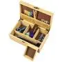 Helio Large Premium Bamboo Wooden Stash Boxes (11x7.5x4 in) for Discrete/Subtle Storage of Smoking Accessories Including lighters, Pipes, Grinders, etc. - Organized/Divided Chest