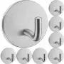 Bathroom Towel Hook 8 Pack Heavy Duty Self Adhesive Hooks Without Nails Metal Sticky Hooks for Hanging Coat Clothes Shower,Stick on Wall Door Closet Kitchen Hooks -Stainless Steel-Brushed