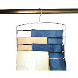 comingfit 2 Pack of Pants Hangers, No Slip Multi Pant Hanger for Jeans Trousers, Skirts, Scarf, 5 Swing Arms Pant Rack