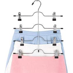KYCPTNFJ 2 PCS 4 Layers Stainless Steel Multifunctional Clothes Hangers Pants Storage Hangers Cloth Rack Multilayer Storage Cloth Hanger