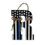 Thin Blue Line Initial Wreath | Police Officer Door Hanger, Thin Blue Line | Thin Blue Line Flag | Patriotic Thin Blue Line | Deputy Thin Red Line | Peace Officer Initial Door Hanger | Blue Line