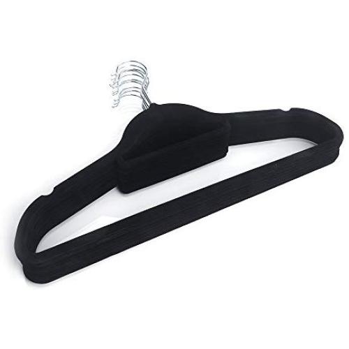 YEVIOR 50pcs 17.71 X 0.2 X 9.65 Inch Plastic Flocking Clothes Hangers with Rail Black YEVIOR 50pcs 17.71 X 0.2 X 9.65 Inch Plastic Flocking Clothes Hangers with Rail Black