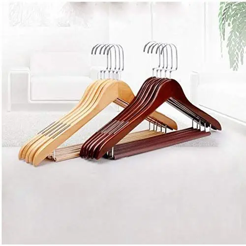 5pcs Adult Wooden Hangers for Clothes Wood Clothes Shop Hotel Hanger Random Color