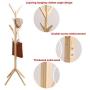 High-Grade Solid Wooden Tree Coat Rack Stand with 8 Hooks - Super Easy Assembly NO Tools Required Coat Rack Hallway/Entryway - Hall Trees Coat Hanger Stand for Clothes, Hats, Bags (Square Base)