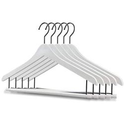 5-Pack Heavy Duty Hangers,High-Grade Coat Suit Hangers with Pants Bar,Plastic Clothes Hangers with 360 Degree Swivel Hook,Upgrade Plastic Materials White Hangers,No Fading,Pearl White