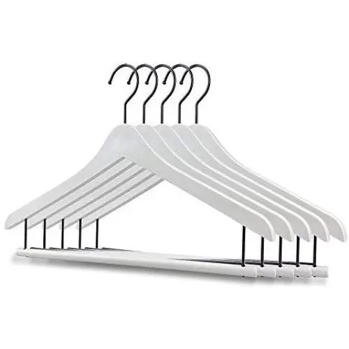5-Pack Heavy Duty Hangers,High-Grade Coat Suit Hangers with Pants Bar,Plastic Clothes Hangers with 360 Degree Swivel Hook,Upgrade Plastic Materials White Hangers,No Fading,Pearl White