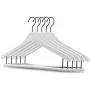 5-Pack Heavy Duty Hangers,High-Grade Coat Suit Hangers with Pants Bar,Plastic Clothes Hangers with 360 Degree Swivel Hook,Upgrade Plastic Materials White Hangers,No Fading,Pearl White
