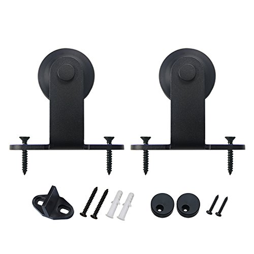 SMARTSTANDARD Sliding Barn Door Hardware Hangers 2pcs (Black) (T Shape Hangers)