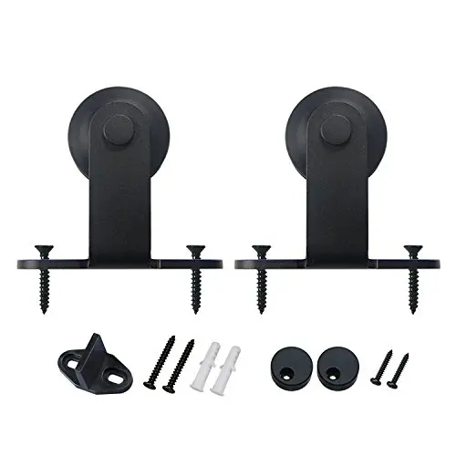 SMARTSTANDARD Sliding Barn Door Hardware Hangers 2pcs (Black) (T Shape Hangers)