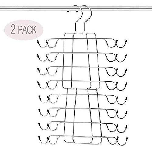 Giyazon Metal Space Saving Hangers Closet Organizer for Tank Tops,Cami,Bra,Bathing Suits,Belts,Ties,Handbag(2 Pack)