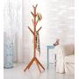Neasyth Solid Wood Coat Rack Simple Entryway Standing Hall Tree Tetrapod Base for Hat Jacket Coat Hanger Rack in Living Room Bedroom (Teak Color)
