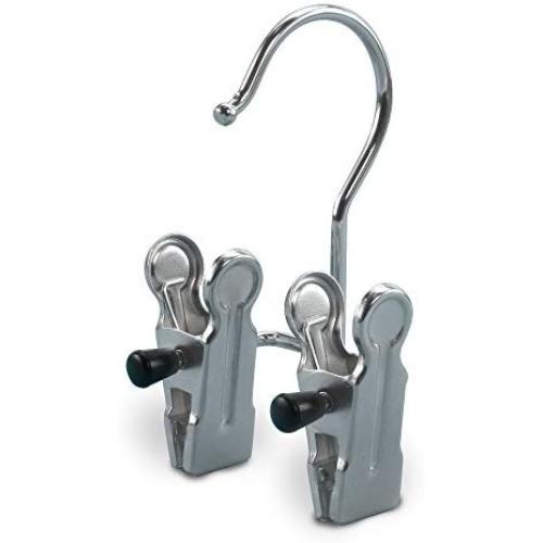 HANGERWORLD 3 Metal Clothes Coat Garment Hangers Non Slip Double Clip Pants Scarves Gloves Boots Wellies.
