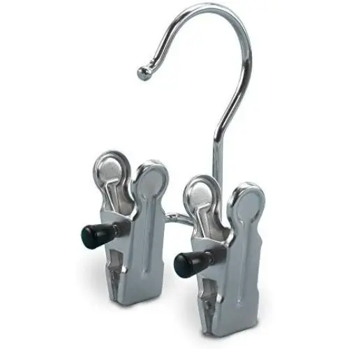 HANGERWORLD 18 Silver Metal Non-Slip Double Clip Accessory Coat Clothes Hangers Scarves Hats Gloves Boots HANGERWORLD 18 Silver Metal Non-Slip Double Clip Accessory Coat Clothes Hangers Scarves Hats Gloves Boots