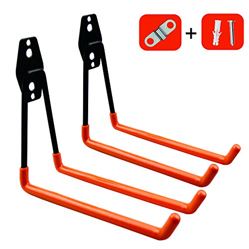 Heavy Duty Garage Hooks,Steel Ladder Hook for Garage Organization,Wall Mount Garage Hanger & Organizer (2)