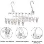Ice-Beauty-ukzy Foldable Clothes Hangers Plastic 6 in 1,Multi-Function Magic Drying Pants Holder Skirt Clip Adjustable Dual Hooks Creative Space Saving Drying Rack Wardrobe Organizer White2packs