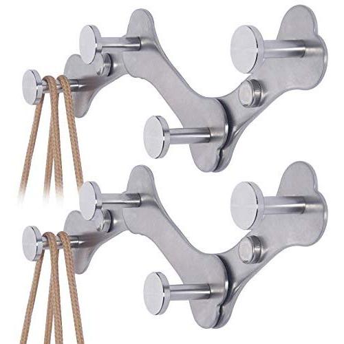 Coat Rack Wall Mounted:WEBI 360 Rotating,4 Hooks for Hanging Coats,Hook Rack Rail,Coat Hanger Wall Mount for Hats,Clothes,Brushed Nickel,2 Packs