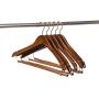 Quality Hangers 10 Curved Wooden Hangers Beautiful Sturdy Suit Coat Hangers with Locking Bar Gold Hooks Walnut Finish (10)