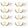 Rannb Set of 8 Gold Double Prong Robe Hook Retro Cloth Hanger Wall Mounted Used in Bedroom, Garden & Kitchen (Gold) Rannb Set of 8 Gold Double Prong Robe Hook Retro Cloth Hanger Wall Mounted Used in Bedroom, Garden & Kitchen (Gold)