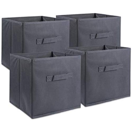 DII Foldable Fabric Storage Containers for Nurseries, Offices, Closets, Home Décor, Cube Organizers & Everyday Use, 11 x 11 x 11 Gray - Set of 4, Small (4),