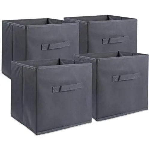 DII Foldable Fabric Storage Containers for Nurseries, Offices, Closets, Home Décor, Cube Organizers & Everyday Use, 11 x 11 x 11 Gray - Set of 4, Small (4), DII Foldable Fabric Storage Containers for Nurseries, Offices, Closets, Home Décor, Cube Organizers & Everyday Use, 11 x 11 x 11 Gray - Set of 4, Small (4),