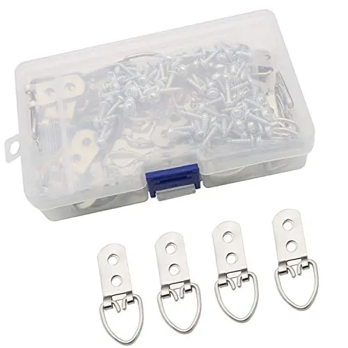D Ring Picture Hangers 60 Pcs (2 Hole with Screws) for Picture Frames Hanging