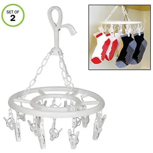 Evelots Clip and Drip Clothes/Laundry Drying Hanger with 16 Clips Total-Set/2 Evelots Clip and Drip Clothes/Laundry Drying Hanger with 16 Clips Total-Set/2